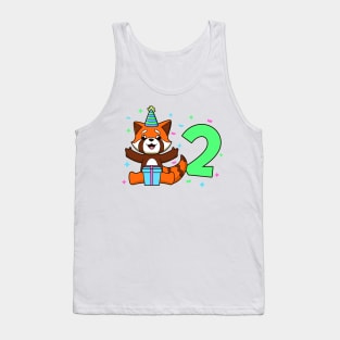 I am 2 with red panda - kids birthday 2 years old Tank Top